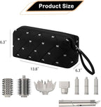 Large Quilted Hair Tools Travel Bag with Bow Pattern,Waterproof Hair Styling Accessories Storage Case for Shark FlexStyle, Dyson Airwrap Hair Dryer, Curling Iron, Revlon Hair Tools(Black)