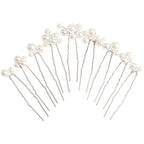 U Shaped Pearl Wedding Hair Pins for Bridal Women, Set of 9 (Silver)