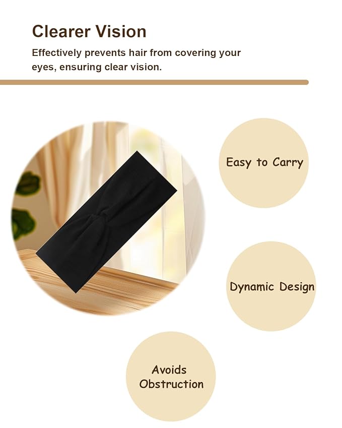 10 Pcs Wide Absorbent Sport Headbands for Women, Non-slip, Stretchy, Soft Cotton Twist Knotted Hair Bands for Daily Workout Yoga Running Sports