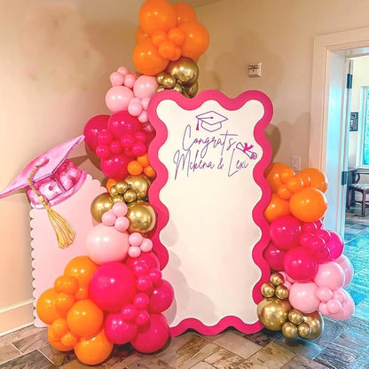 Pink and Orang Latex Balloons, Graduation, Tropical Party Decoration - Image 7