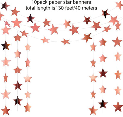 Patelai Glitter Star Garland Banner Decor, 130 Feet Star Hanging Bunting Banner - Image 2