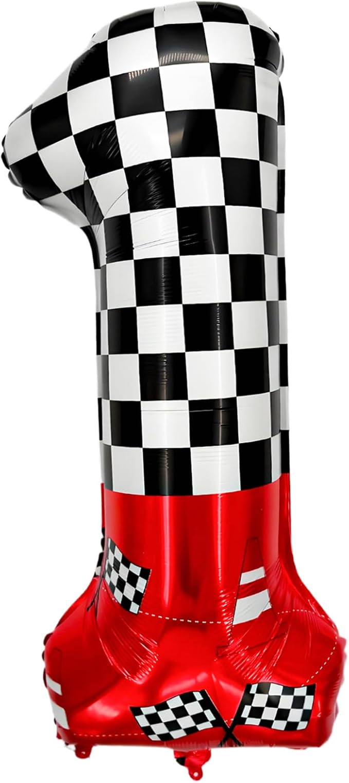 1 pack racing theme 40-inch digital foil balloon, featuring black and white by laackys
