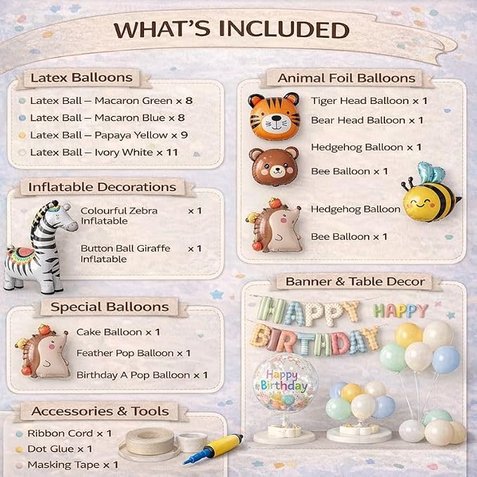 Animals Happy Birthday Foil Balloon Decorations Kit - Image 3