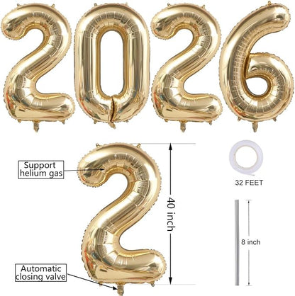 Light Gold 2026 Graduation Foil Balloons 40 Inch Champagne Gold 2026 Number | - Image 2