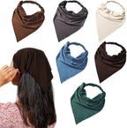 6 Pack Hair Scarf Headband for Women Elastic Bandana Head Scarf Large Boho Triangle Kerchief with Clips Non Slip Scarves