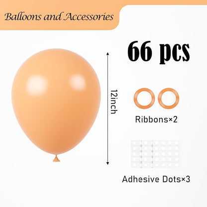 Voircoloria 66pcs Peach Pastel Orange Latex Party Balloons, 12inch | - Image 2