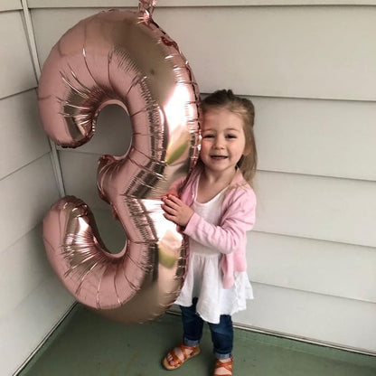 Rose Gold Number 3 Balloon for Girls, 40 Inch Large Number 0-9 Foil Mylar - Image 8
