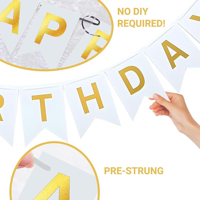 White Happy Birthday Banner - Image 6