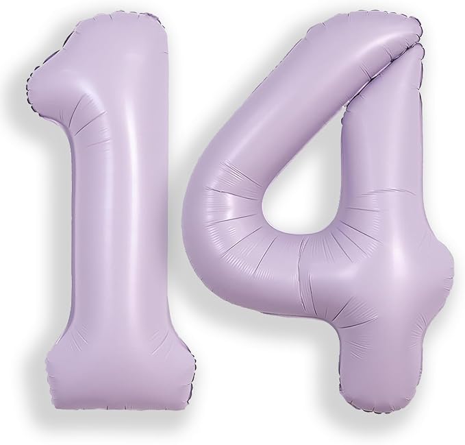 SUWEN 40 Inch Light Purple Lavender Big 14 Balloon Number Foil Helium 0-9 | by SUWEN