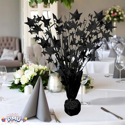 PMU 12 Pack Bursting Star Metallic Foil Spray Centerpiece- Metallic Black - Image 5