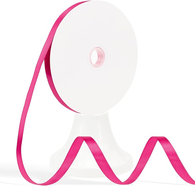 Hot Pink Ribbon 3/8 Inch 120 Yards, Fuchsia Satin Ribbon by Unknown