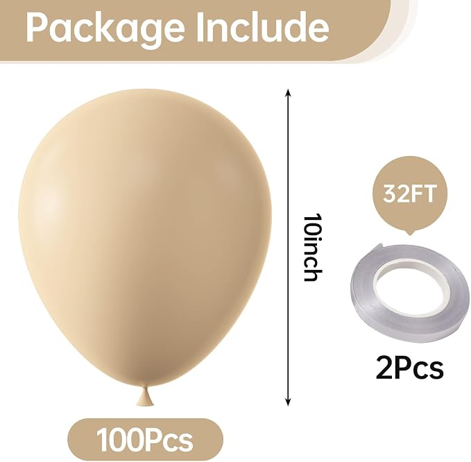 10 Inch Beige Balloons - Image 2