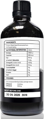 Nigella Sativa Black Seed Oil – Pure Cold-Pressed with 2% Thymoquinone | Egyptian Sourced | Nutrient-Rich for Overall Wellness, Hair & Skin Care | 30 Servings in Glass Bottle
