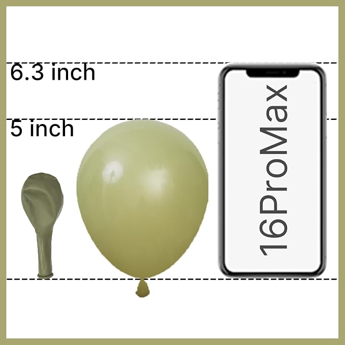 PartyWoo Sage Green Balloons 100pcs Olive Green Color 5 Inch | Balloons - Image 2