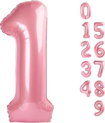 Number 1 Balloons 40 Inch for 1st 11 Birthday Party Decoration, Pastel Pink | by Mluchee