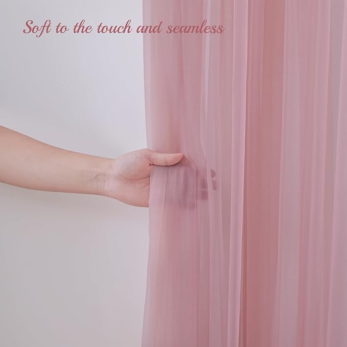 10x10ft Dusty Rose Tulle Backdrop Curtain - Image 5