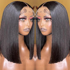 Bob Wig Human Hair Real 100% Human Hair 180% Density Wigs for Black Women 5x1 Bob Lace Closure Wigs Human Hair Natrural Black 10inch