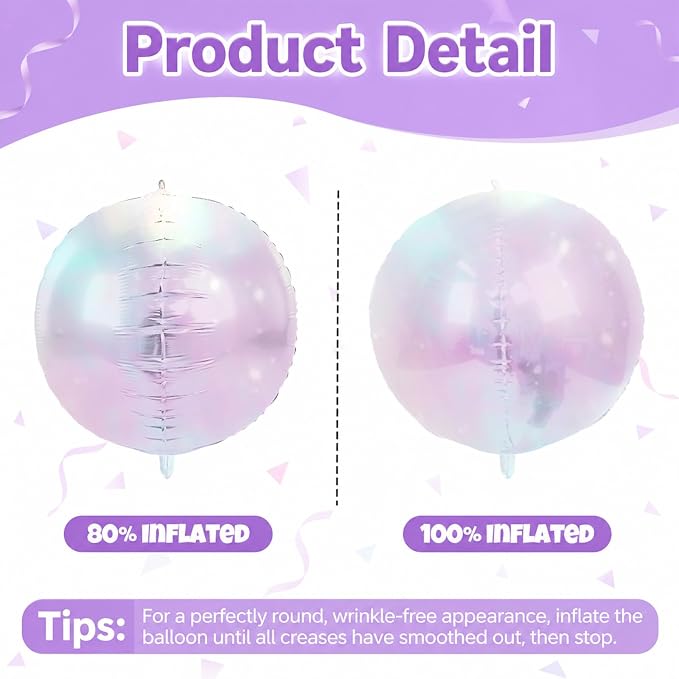 Iridescent Balloons 4D, 22Inch Round Clear Ball Shaped Balloons, Holographic - Image 7