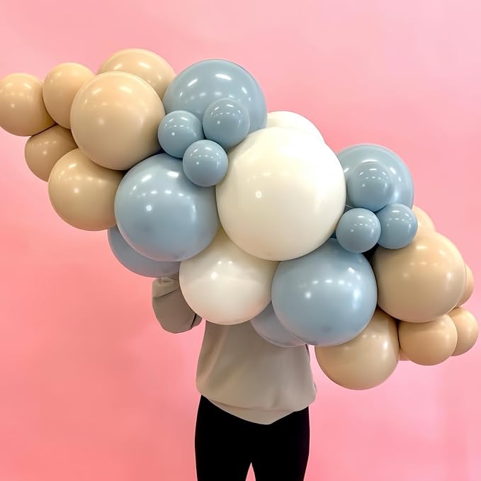 Dusty Blue Nude Sand Balloons, Double Stuffed Apricot Nude Balloon Slate Fog - Image 8