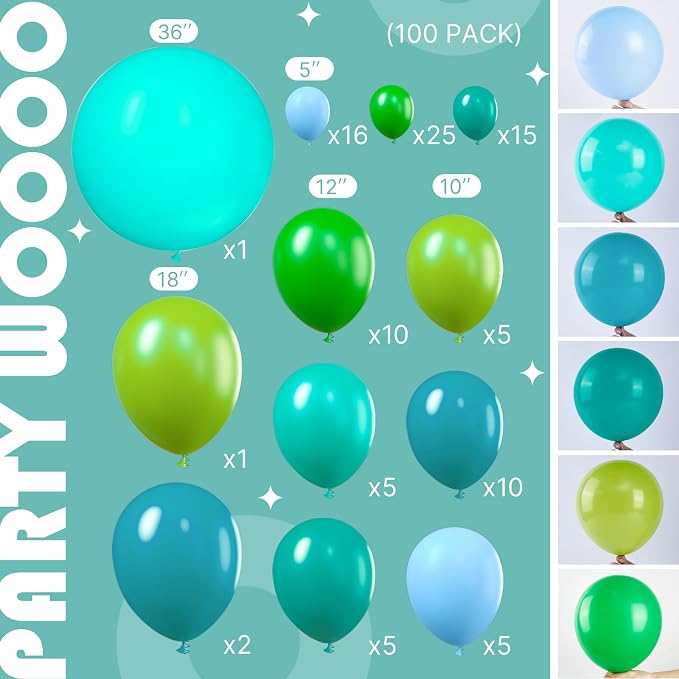PartyWoo Green Balloon Garland, Birthday Decorations - Image 2