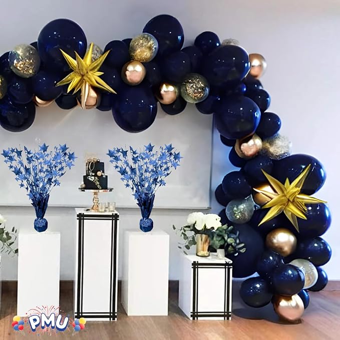 PMU 6 Pack Bursting Star Metallic Foil Spray Centerpiece-Royal Blue Balloon - Image 2