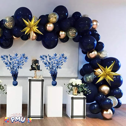 PMU 6 Pack Bursting Star Metallic Foil Spray Centerpiece-Royal Blue Balloon - Image 2