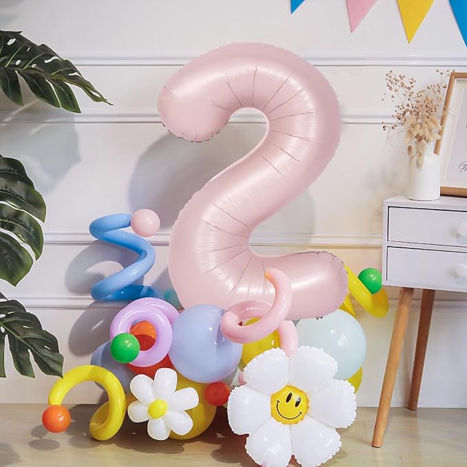40 inch Pink Number Balloon Light Pink 6 Balloon Matte Pink Number 6 Balloon - Image 6