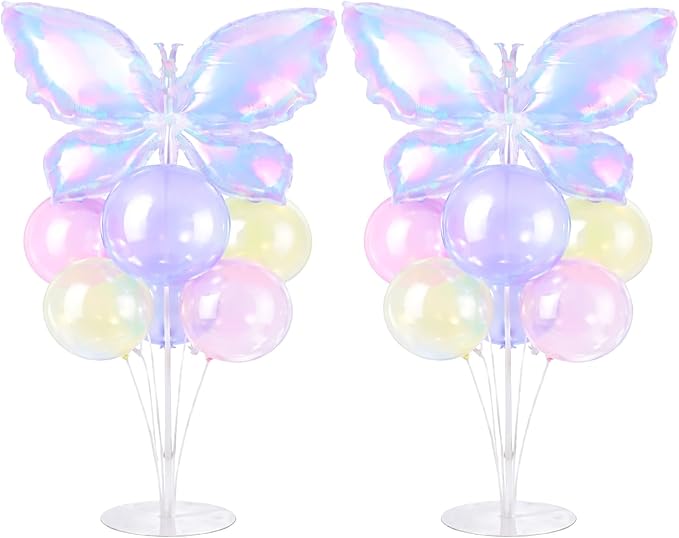 Iridescent Butterfly Party Balloons Stand Kit 2 Sets by Naozinebi