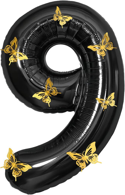 40 Inch Black Number 9 Balloon by GLASNES