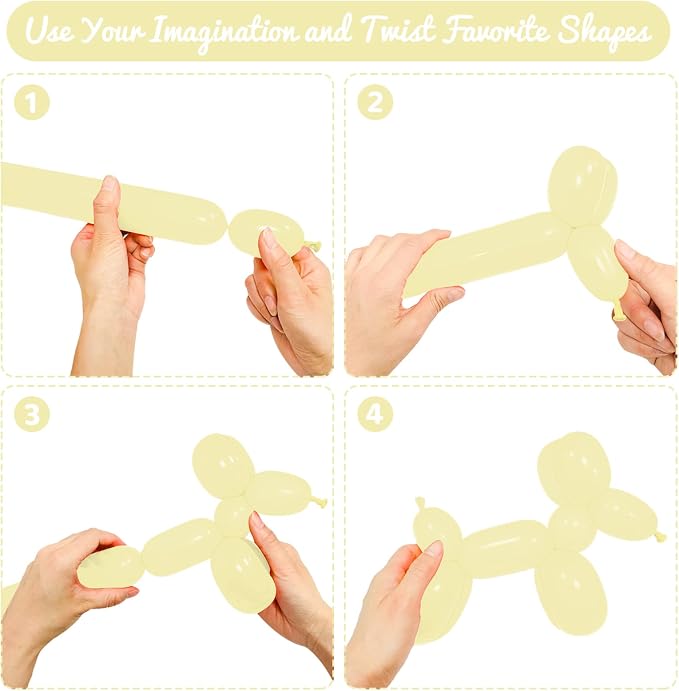 100Pcs Pastel Yellow 260 Balloons, Long Balloon - Image 4