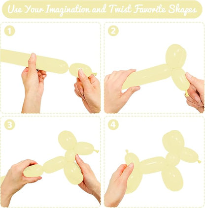 100Pcs Pastel Yellow 260 Balloons, Long Balloon - Image 4