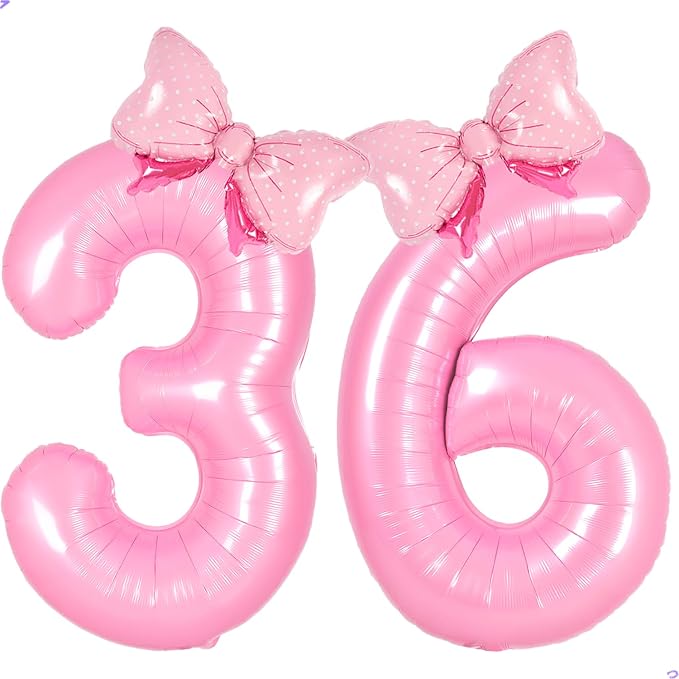 Pink Coquette Birthday Decorations 36 Balloon Numbers by Unknown