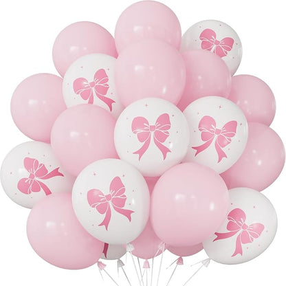 Pink Bow Balloons, Coquette Girly Party Decorations by Haolongfa