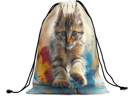 Giwawa Oil Painting Gymnastics Grip Bag Lovely Cat Women Athlete Gym String Bag - Image 2