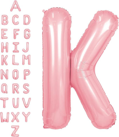 SUWEN 40 Inch Pink Large K Letter Balloons Big Foil Helium A-Z | Jumbo Mylar by SUWEN