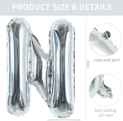 TONIFUL 40 Inch Large Silver Letter N Foil Balloons Alphabet Balloons | Giant - Image 2