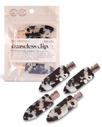 Kitsch Creaseless Hair Clips for Women - No Crease, No Bend Hair Clips for Styling, Bangs, Makeup Application, Face Wash | Recycled Acrylic - Black Terrazzo | Ideal Gifts for Women, 4pcs