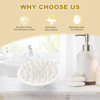 Silicone Scalp Massager Shampoo Brush, Scalp Brush for Hair Growth & Dandruff Removal, Hair Scrubber Scalp Stimulator Exfoliator Brush with Soft Bristles for Wet Dry Scalp Care (White)