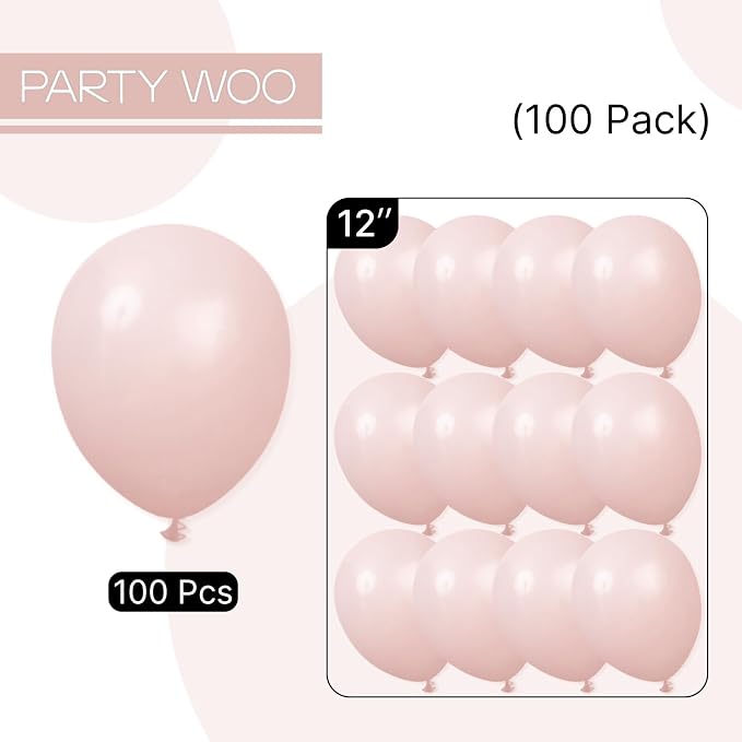 PartyWoo Dusty Pink Balloons 100pcs Lilac Pink Color 12 Inch | Balloons - Image 8