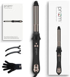 Prizm Rotating Curling Iron, 1inch/25mm Automatic Hair Curler for Long Hair, Self Spinning Barrel, 250-450°F with LCD Display, Auto-Shut Off & Dual Voltage, Black