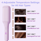 Waver Hair Crimper, 1.25 Inch Curling Wands with Ceramic 3 Barrels, 4 Temp Settings, Heat Resistant Glove, Fast Heating Crimper Hair Iron for Short and Long Hair (Purple)