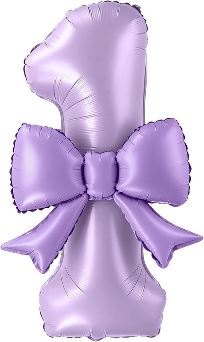 40 Inch Number 1 Balloon with Bow, Coquette Aesthetic Foil Balloon by Unknown