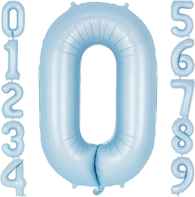 Light Blue Number 0 Balloon, 40 Inch Big Large Foil Number Balloons, Giant by AIQINHU