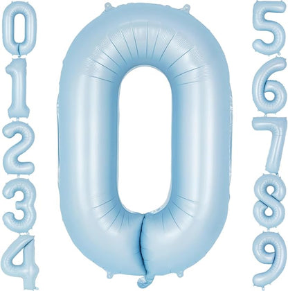 Light Blue Number 0 Balloon, 40 Inch Big Large Foil Number Balloons, Giant by AIQINHU