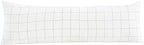 JELLYMONI 100% Natural Cotton Plaid Body Pillowcase, 1 Pack White Checkered Pattern Printed Pillow Covers with Envelope Closure (Pillows are not Included)