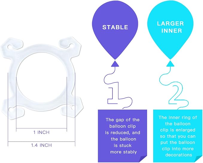 YALLOVE 150-Pack White Balloon Arch Quad Connector Clips | DIY Flower Shape - Image 2