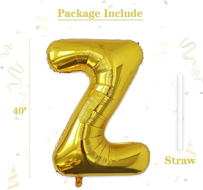VHUWE 40 inch Gold Letter Z Balloon, Big Size Alphabet Foil Mylar Helium - Image 2
