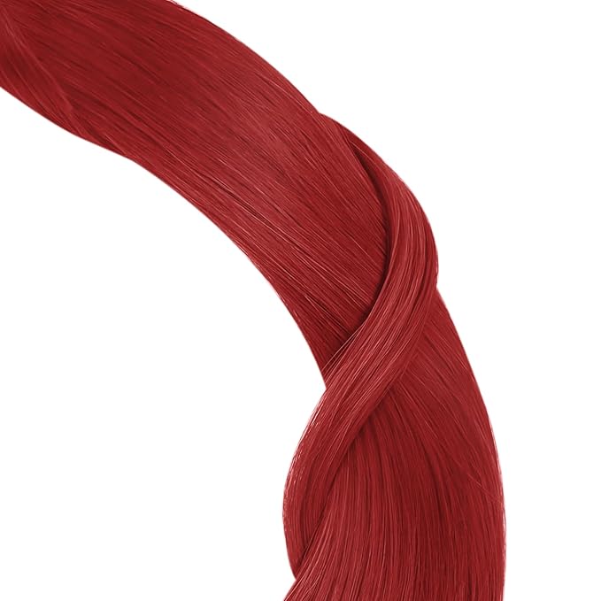 YoungSee Nano Hair Extensions Human Hair Red Long Hair Nano Ring Hair Extensions 24 Inch Nano-Beads Extension Human Hair Red Nanolink Hair-Extension Colored for Party 25g 25s
