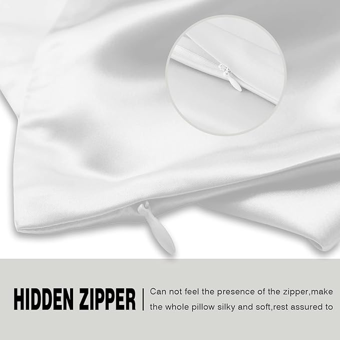 Silk Pillowcase for Hair and Skin,Soft,Breathable and Sliky 100% Standard Size Pillow Cases Set of 2,Both Sides Natural Mulberry Silk Pillowcases with Hidden Zipper(Standard Size 20"X 26",2pcs)