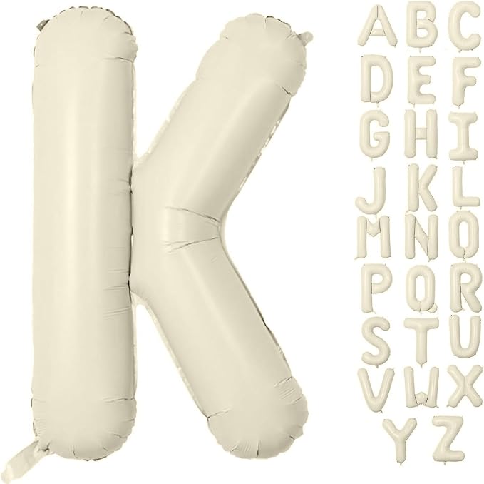 Letter Balloon 40Inch Cream White Big Alphabet Balloons Letter K | Giant Foil by YUNSHANGMO